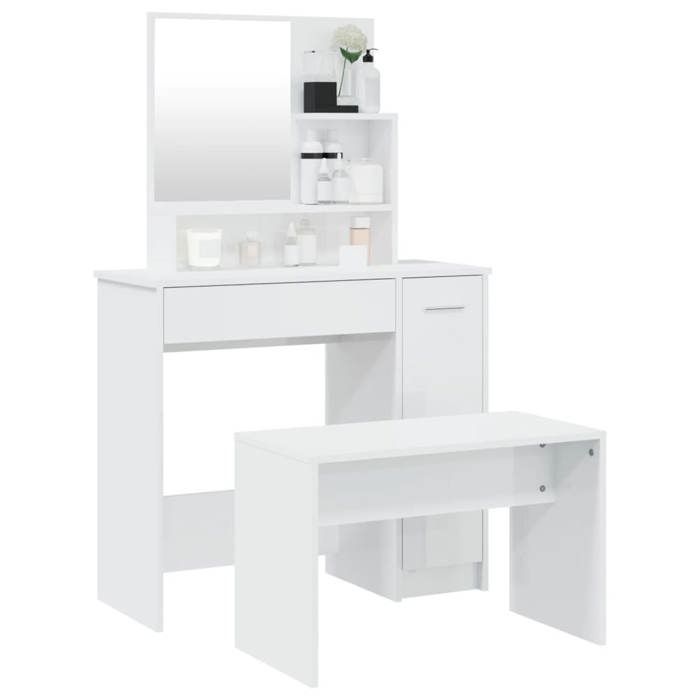 VidaXL Vanity Set Makeup Table Stool Vanity Table Bedroom Furniture Interior White 3114151