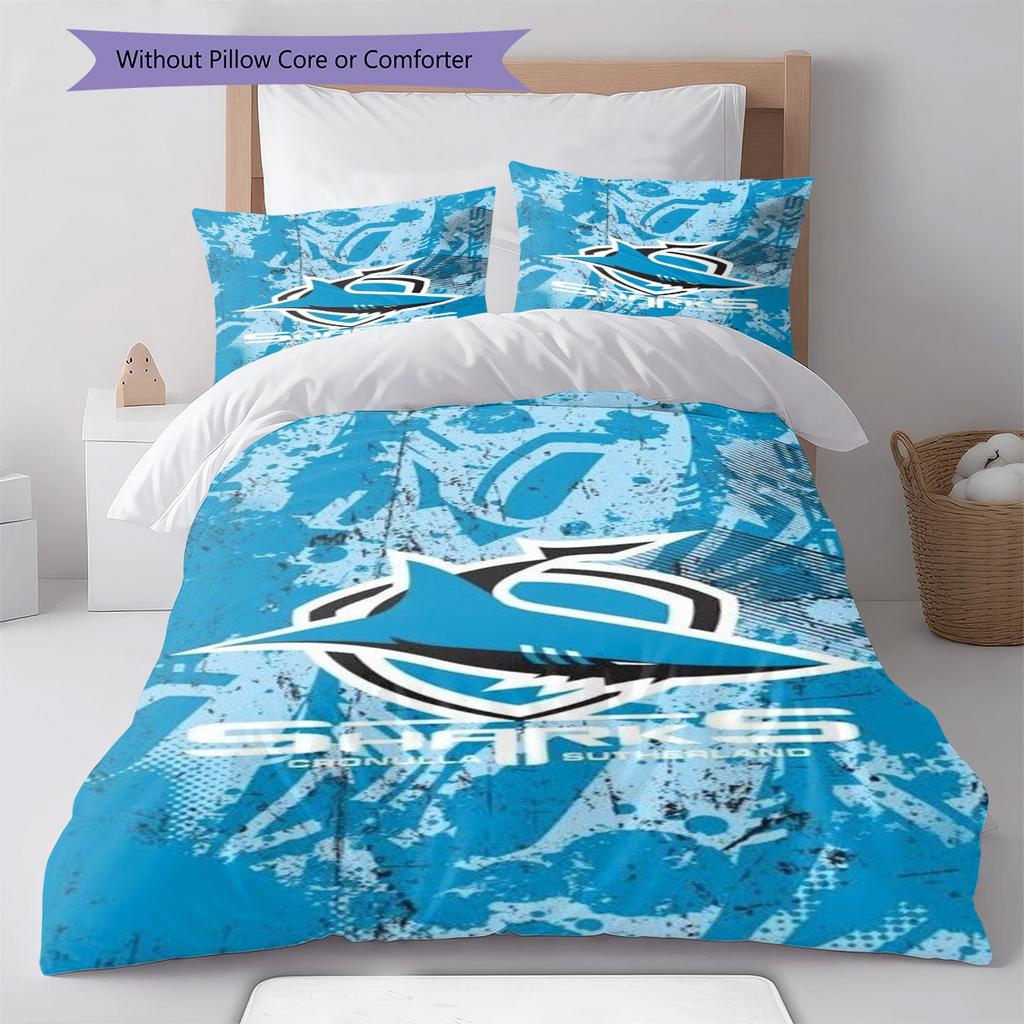 Set Biancheria da Letto con Fantasia San Jose Sharks Copripiumino Federa Decorazione per la Casa Regalo (1 * copripiumino + 2 * federa, senza nucleo)