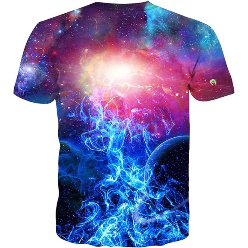 Popular Sale Stylish Outdoor Comfort Polyester Men's Short Sleeve T-Shirt with Interstellar Sci-Fi Pattern Digital Print