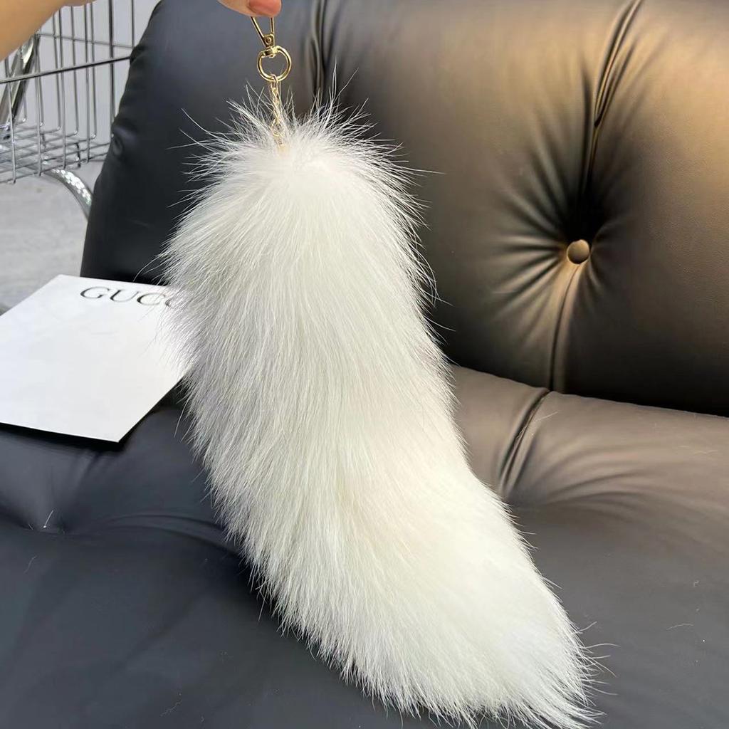 Huge Fluffy Faux Fur Fox Tail Keychain Therian Tail Fox Tail Keychain Fur Pendant Key Chain Keychain Pendant Gift for Women Girl