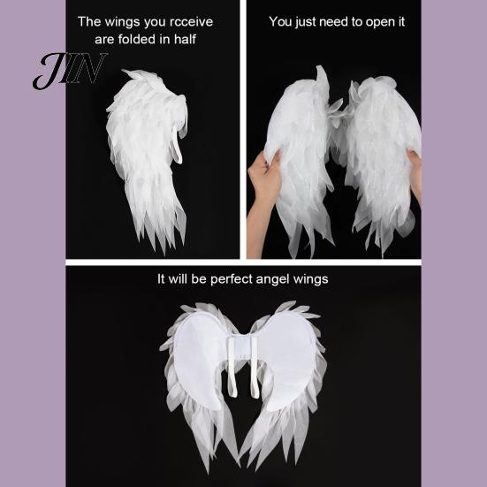 Outdoor Cosplay Wings Angel Feather Wing for Women Girls, Soft Organza Costume Accessory Halloween with Headband Photo Booth, Party, Stage Show