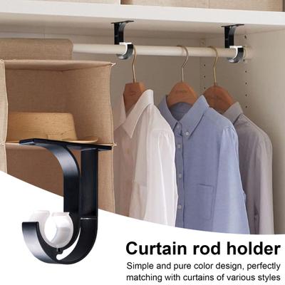 2 Pcs Curtain Rod Holder for 28mm Rods Heavy Duty Metal Curtain Rod Holder Wall or Ceiling Mount Curtain Rod Bracket for Bathroom Living Room Bedroom