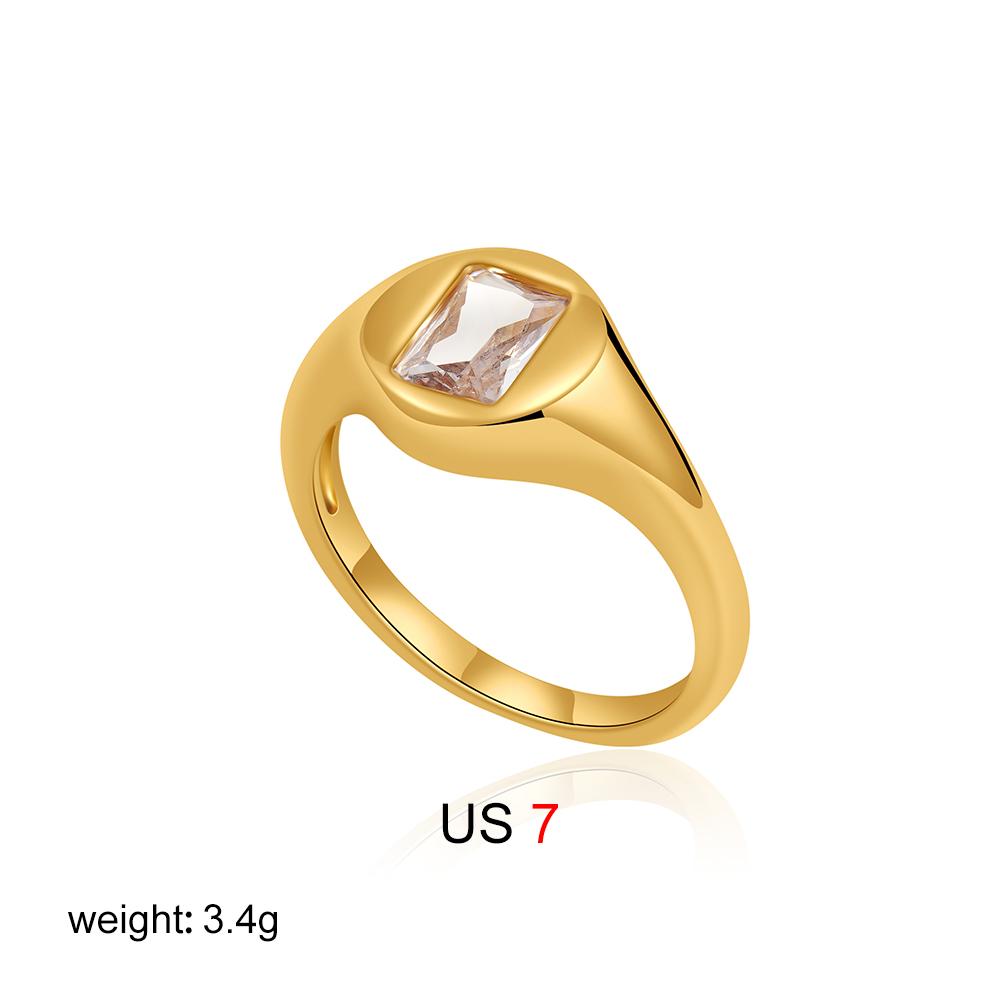 Zircon Ring for Women 18K Gold Plated Stainless Steel Geometric Circle Finger Ring Luxury Waterproof Wedding Jewelry Gifts