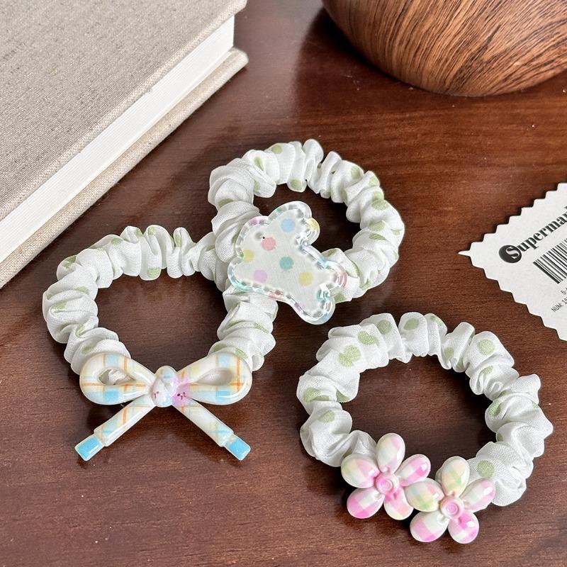 

New Cartoon-style Doughnut Hairband, Fresh and Youthful, Sweet and Charming Children s Hairstring, Pleated Elastic Band