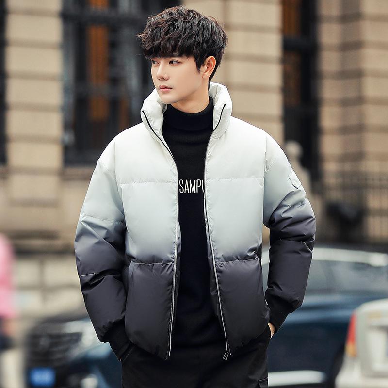 Gradual Change Color Down Jacket Men's Autumn and Winter Trend Cold and Warm Bread Clothes Couple Fashion Versatile Jacket Men's Clothing