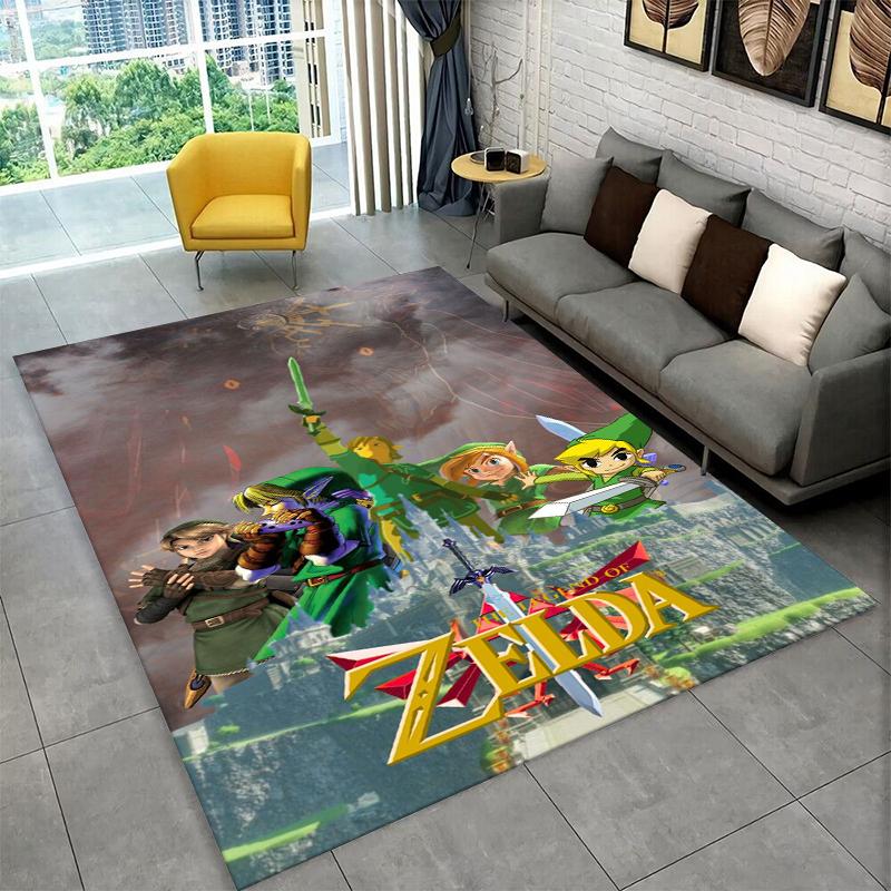 Classic Game Z-Zelda Cartoon Link Carpet Rug for Playroom Bedroom Living Room Sofa Home Decor,kid Area Rug Non-slip Floor Mat