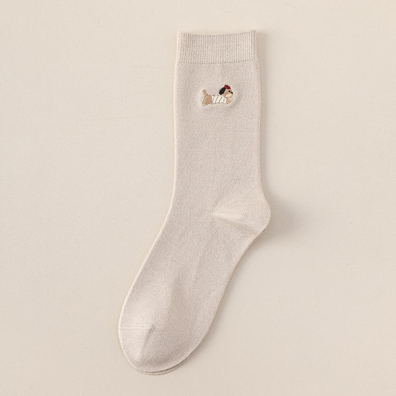 Cartoon Wool Socks for Women In Autumn and Winter, Thickened Mid-tube Sausage Dog Warm Pile Cashmere Socks