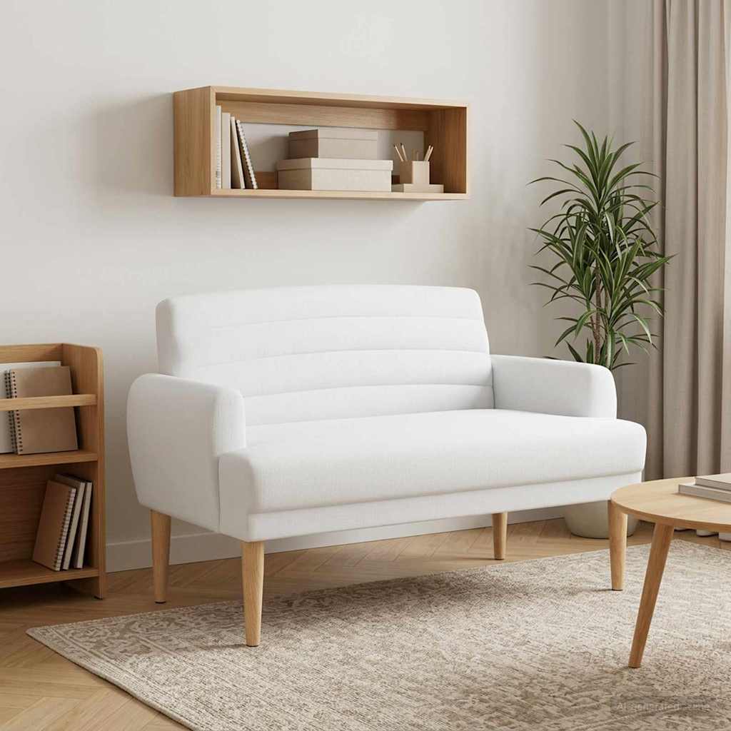 Zweisitzer mit Knopfheftung Weiß 116 x 67 x 80 cm Stoff