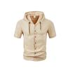 Men S Short Sleeve Hooded Open Front Shirt Loose Breathable Summer Casual