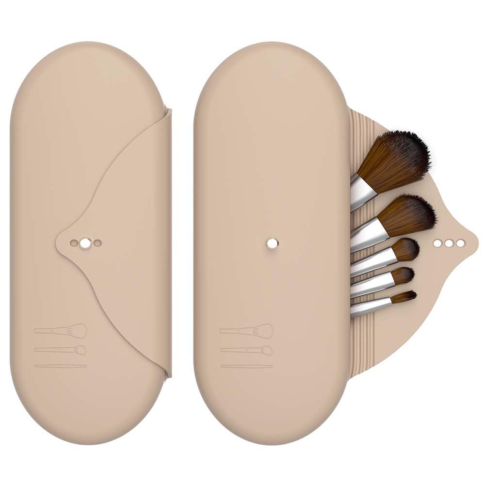 

Travel Silicone Makeup Brush Holder: Dustproof Multifunctional Organizer Bag рожевий