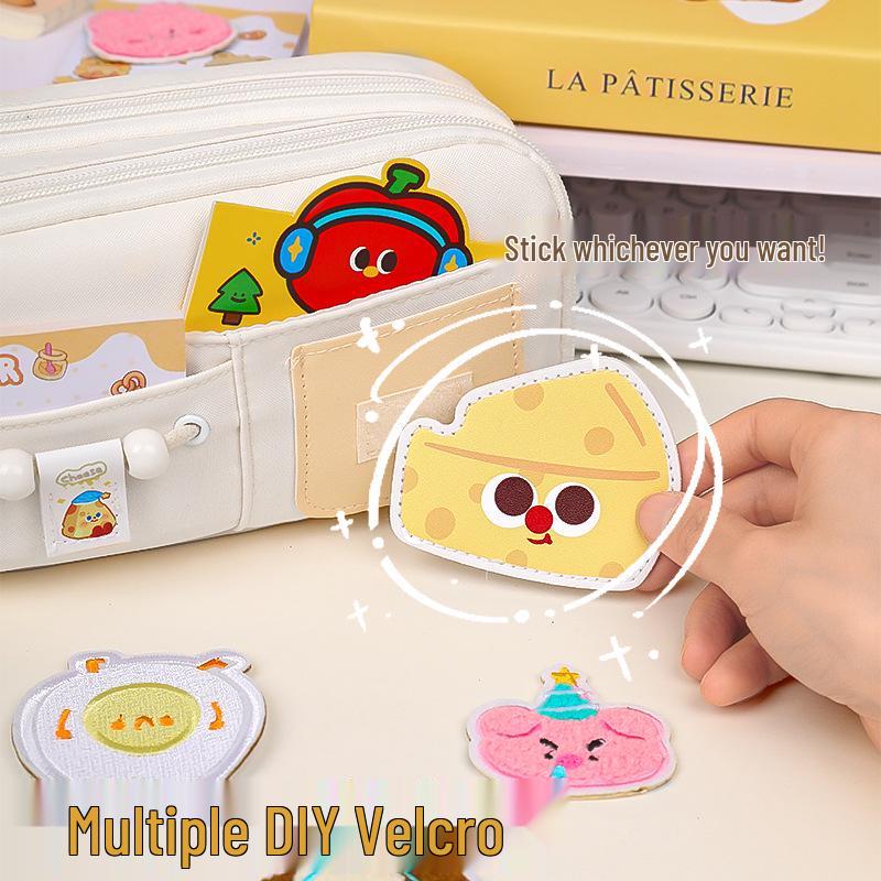 2025 Cute Velcro Cheese Pencil Case for Junior High and Elementary School Girls