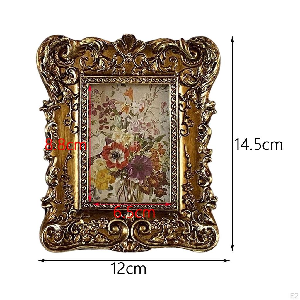 European Style Photo Frame, Holder Baroque Desktop Wall Hanging Crafts Resin Picture Frame for