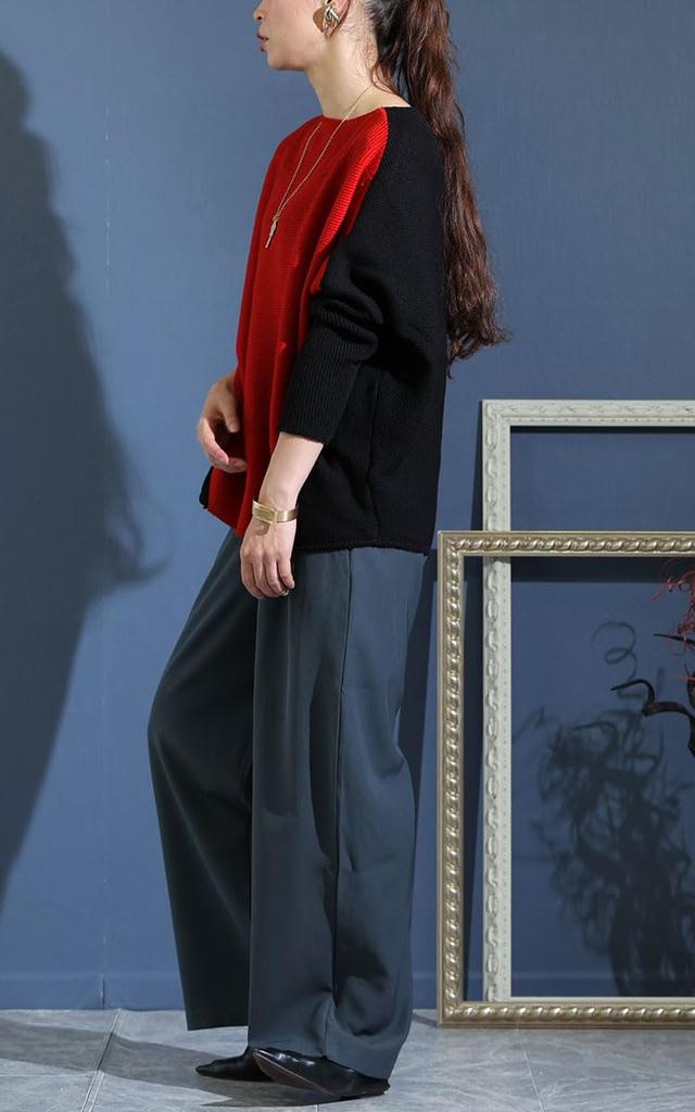 Gold Japan Plus Size Knit Long Dolman Boat Solid Made in Sizes Red Women's Top, Sleeve, Sleeve, Two-Tone, Neck, Stretch, Color, Japan,