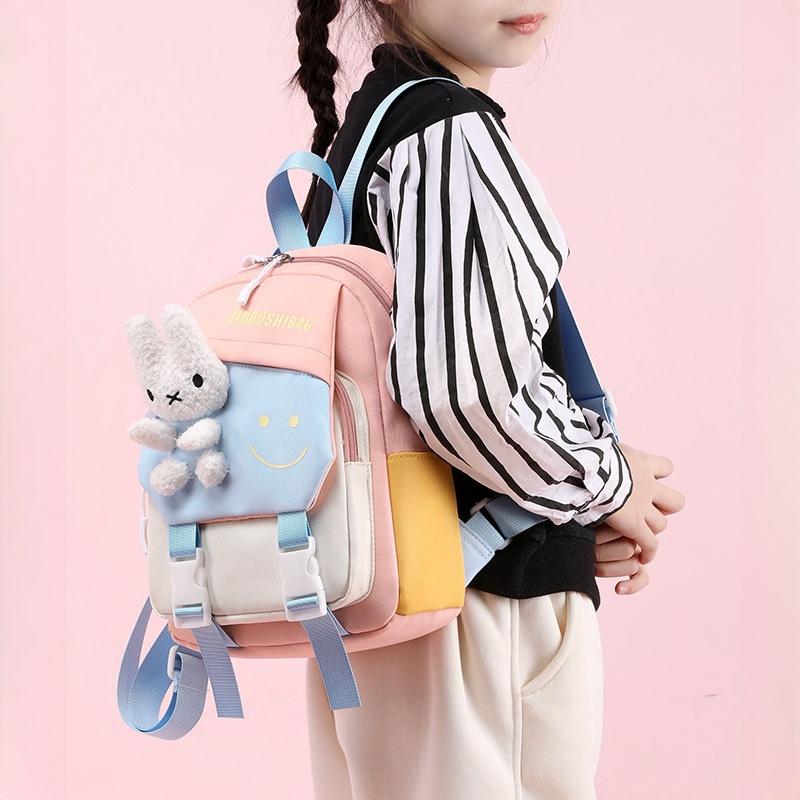 New Fashion Color Matching Children School Bags Cute Cartoon Casual Nylon Girl Baby Backpack Lightweight Reduce Burden Kindergarten Book Bag