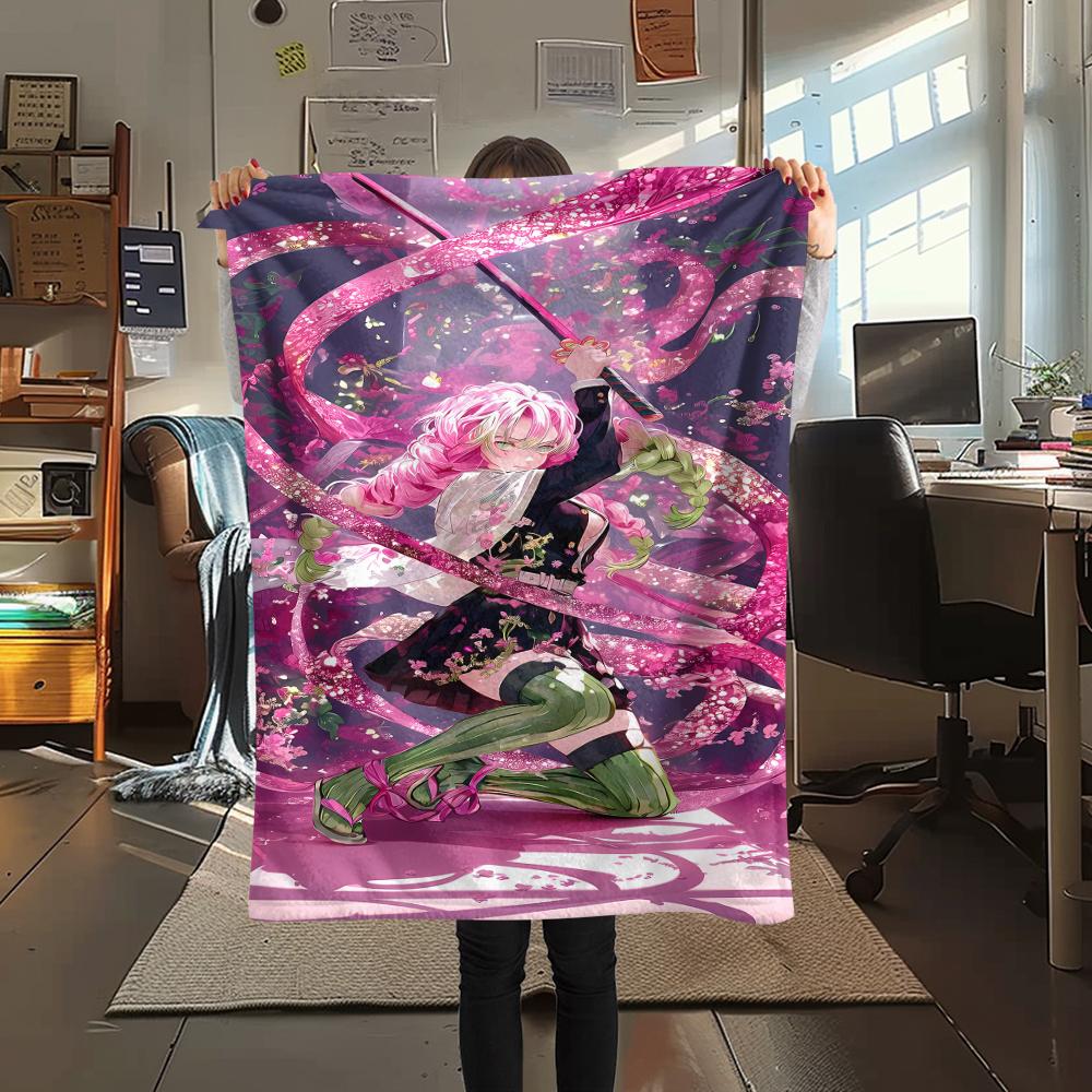 1pz Coperta in Flanella con Stampa Demon Slayer, Alta Qualità, Per Tutte le Stagioni, Decorazione per la Casa, Calore e Comfort, Perfetta per Regali di Natale
