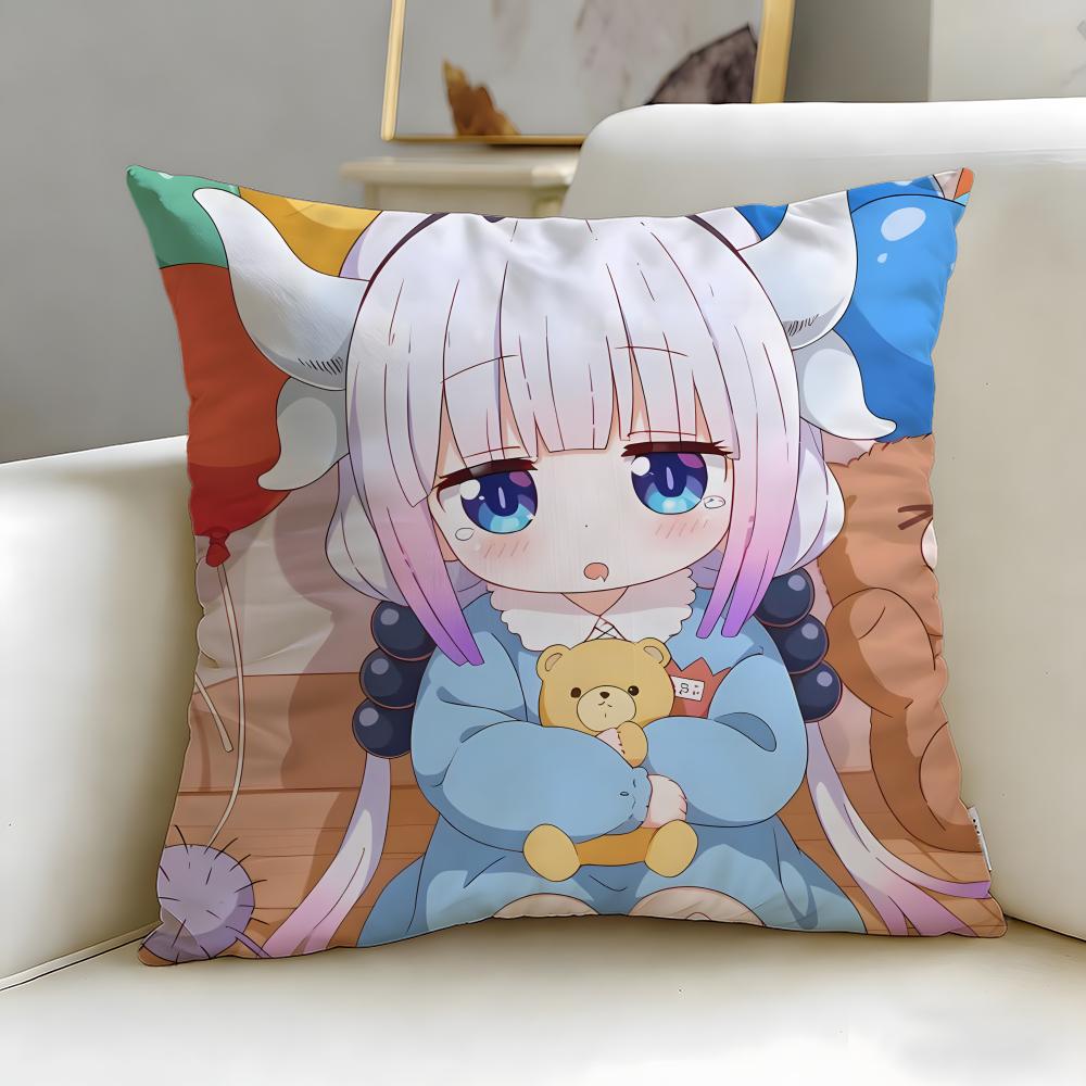 anime Miss Kobayashis Dragon Maid Cushion Cover Soft  EasyWash Pillow Case  Versatile for Couch Bed Travel and Office