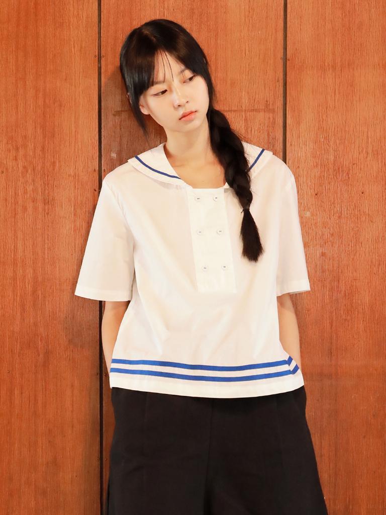 VINCENT NAVY Sehwa Sailor Blouse_White