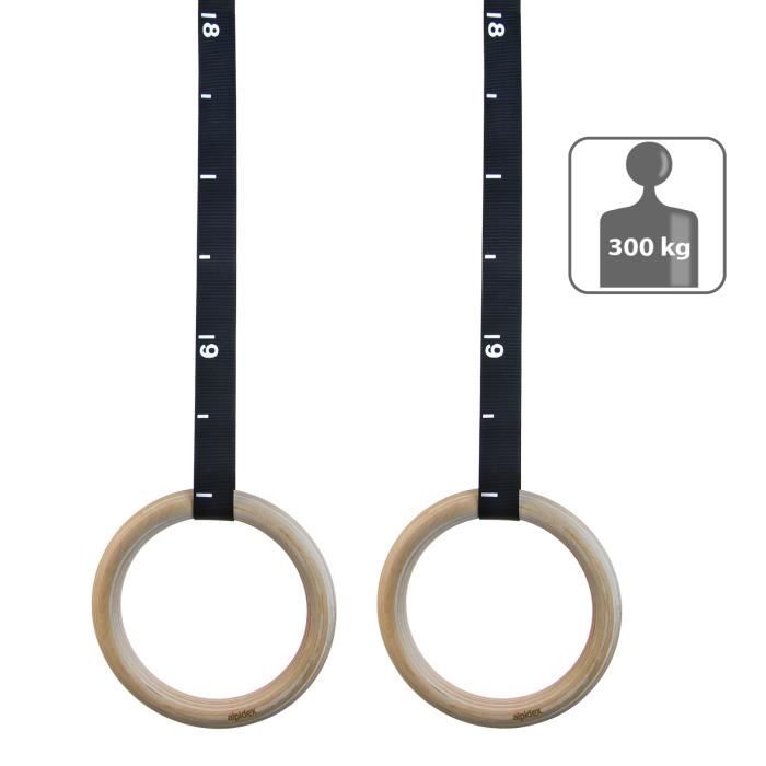 Anneaux de gymnastique - ALPIDEX - Fixation de porte - Sangle de sécurité - 300 kg - Mixte