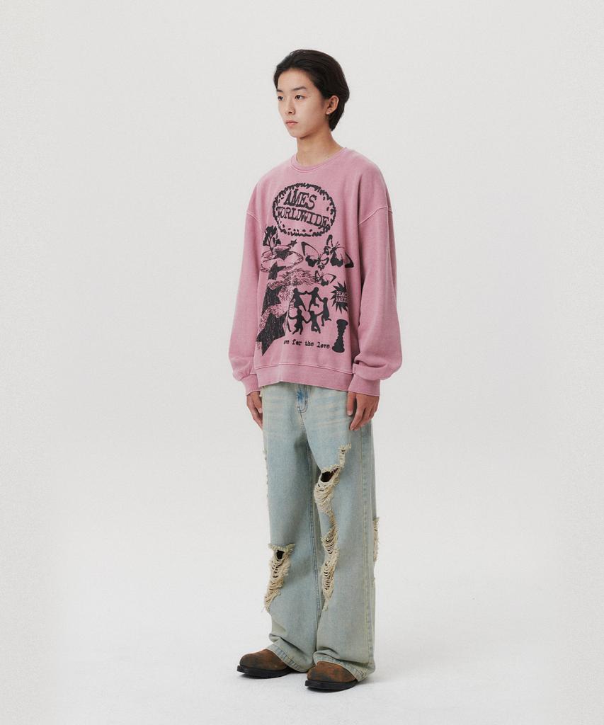 AMES-WORLDWIDE Graphic Pigment Sweatshirt Pink(Am2Efum441A)