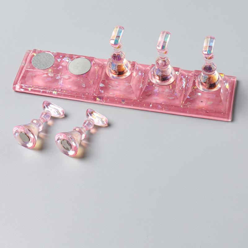1 Set Transparent Aurora Nail Stand Magnetic False Nails Holder Press On Nail Display Nail Rack Acrylic Nail Training Manicure