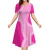 Elegant Women Short Sleeve Fashion 3d Print Midi Dress Plus Size Beach Clothing
