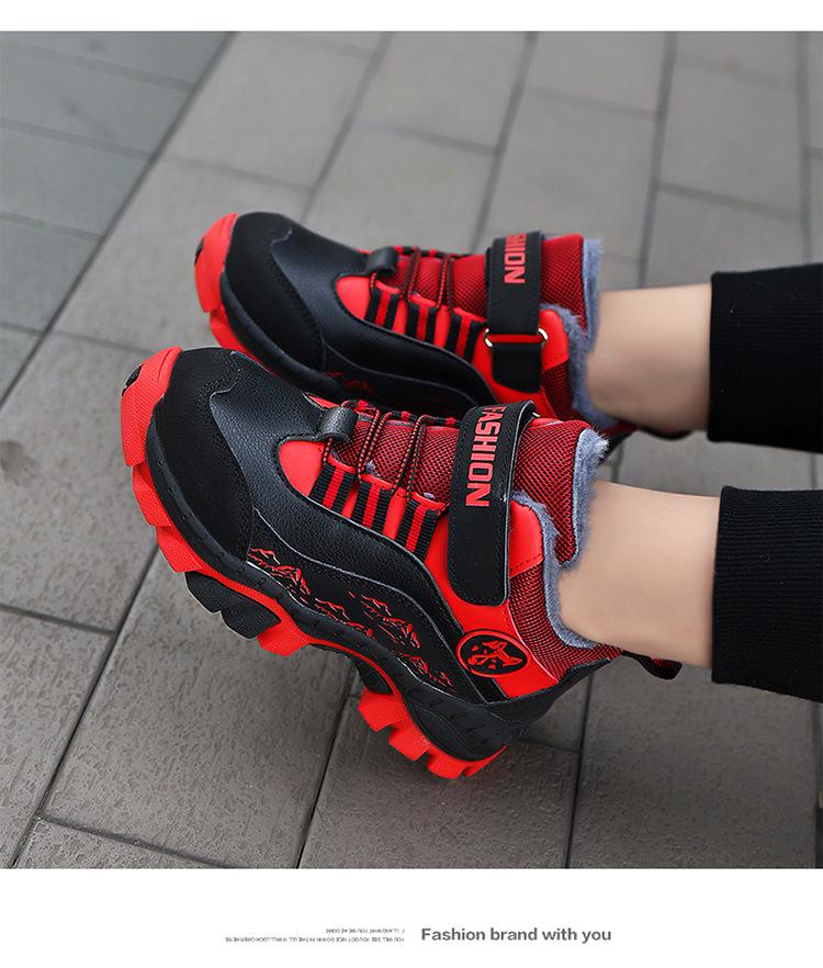 Children's Winter Non-Slip Velvet-Lined Snow Boots for Boys and Girls, Mid-Calf, Warm, Leather