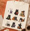 Halloween Cat Reading Shirt Cute Bookish Tee Spooky Cat Lover