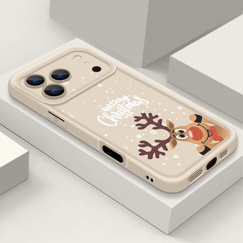 Cute Christmas Elk Pattern Case For iPhone 17 Air 16e 16 15 14 Pro Max 13 17 Pro Max 17 Pro 17 Shockproof Soft TPU Silicone Phone Cover Funda