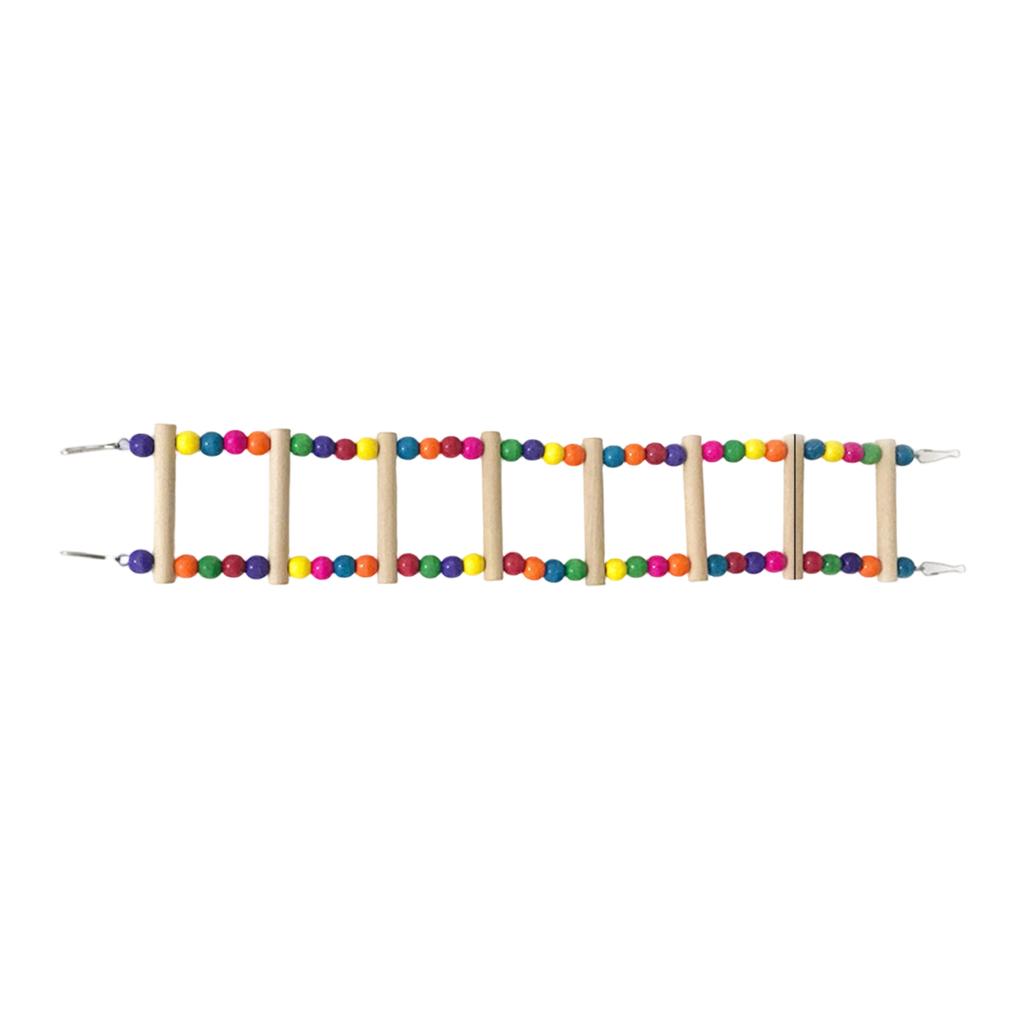 Natural Wooden Bird Ladder Climbing Toy for Small To Medium Birds Parrot Perch Hanging Ladder with Metal Hooks Durable Safe Material