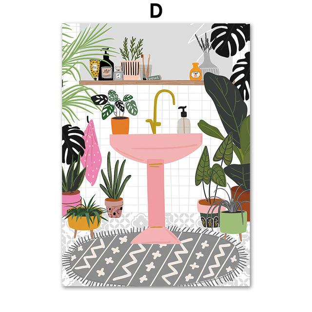 Boho Green Monstera Leaf Leopard Tub Sofa Wall Art Canvas Painting Nordic Posters And Prints Wall Pictures For Living Room Decor