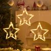 Suspended Starlight Window Accents LED Christmas Star Light, Tree Letter Suction Cup Hanging Lamp Reusable Decoration Set for Glass, Battery Operated