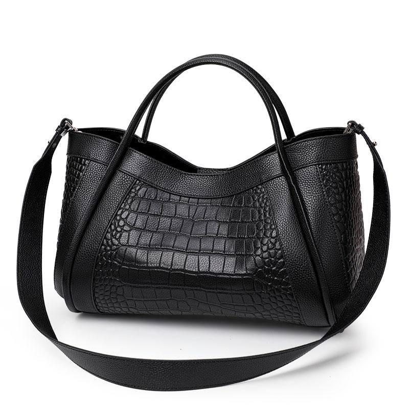 Fashion Commuter Large Capacity Tote Shoulder Messenger Bags Crocodile Pattern Leather Women's Handbags Luxury Fashion