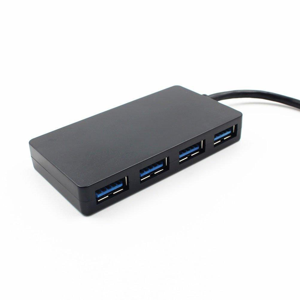 Portable USB Hub Compact 4 Port USB 3.0 Hub Splitter Adapter 5Gbps for Mac Laptop Notebook PC Desktop Black