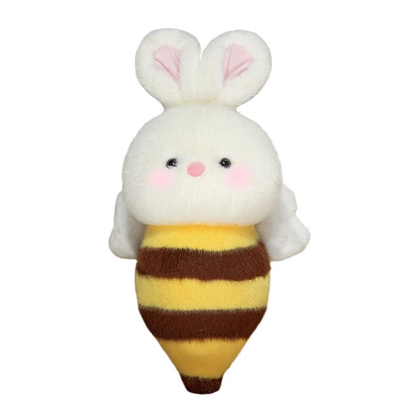 Cute soft bunny bee doll plush toy lying down rabbit bee doll girl soothing rag doll