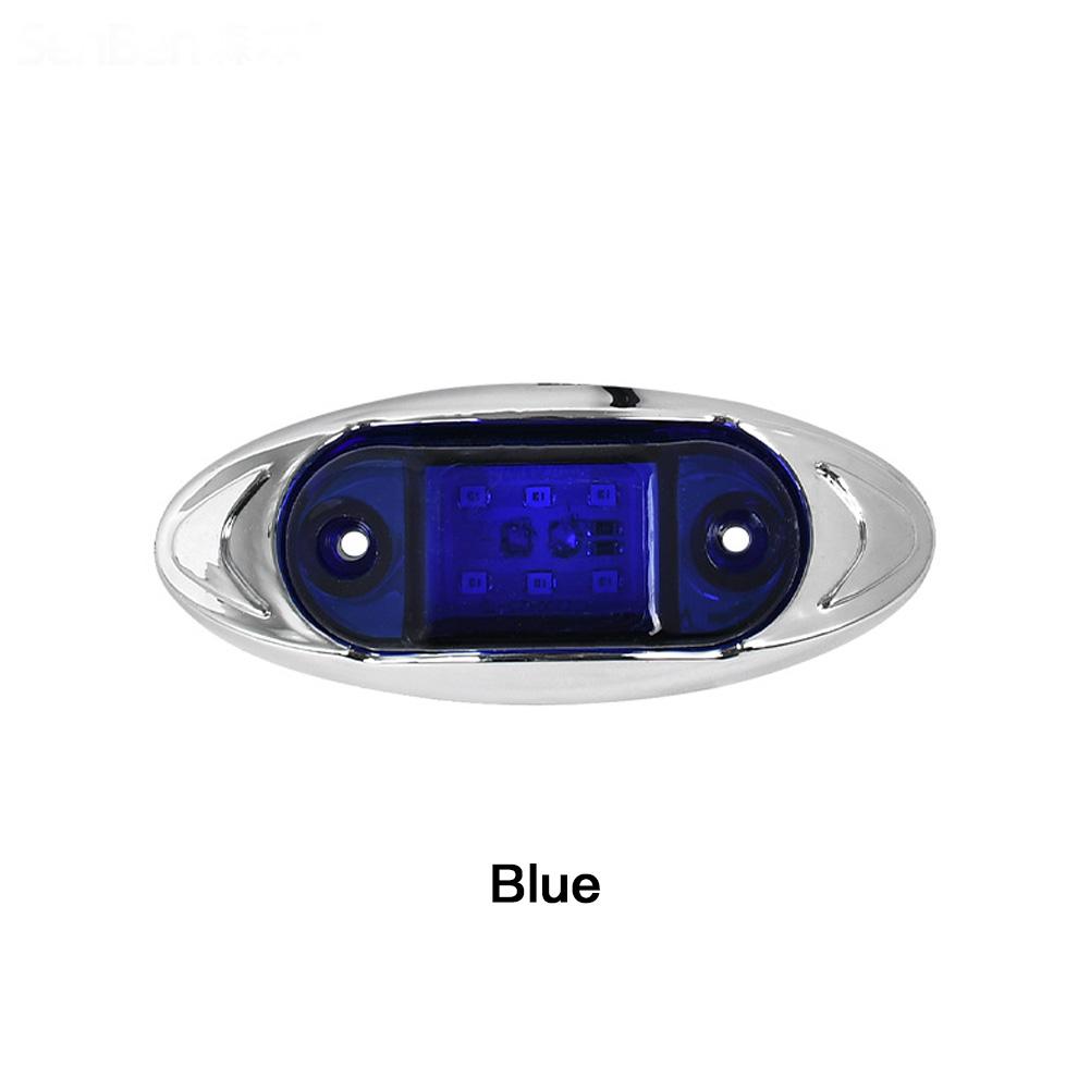 6-LED Truck Trailer Side Marker Light Clearance Turn Signal Warning Light Chrome Plated Waterproof Housing Lamp for Vehicles