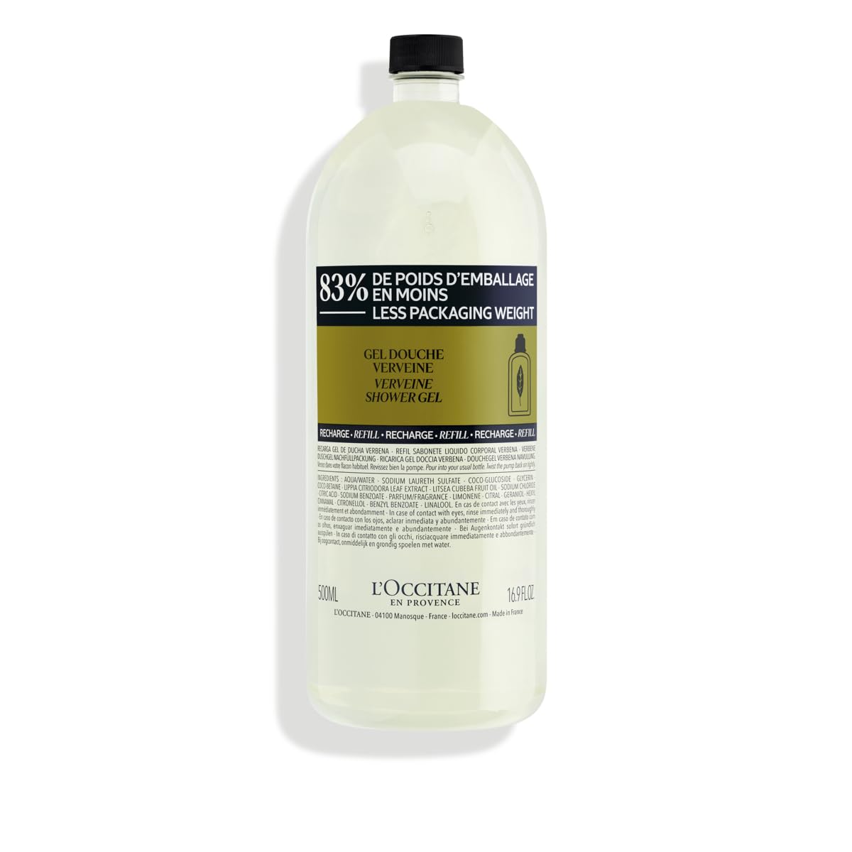 

Verbena Shower Gel Body Popular for Men and Large Capacity Refill L OCCITANE Refill, 500mL, Soap, Women,