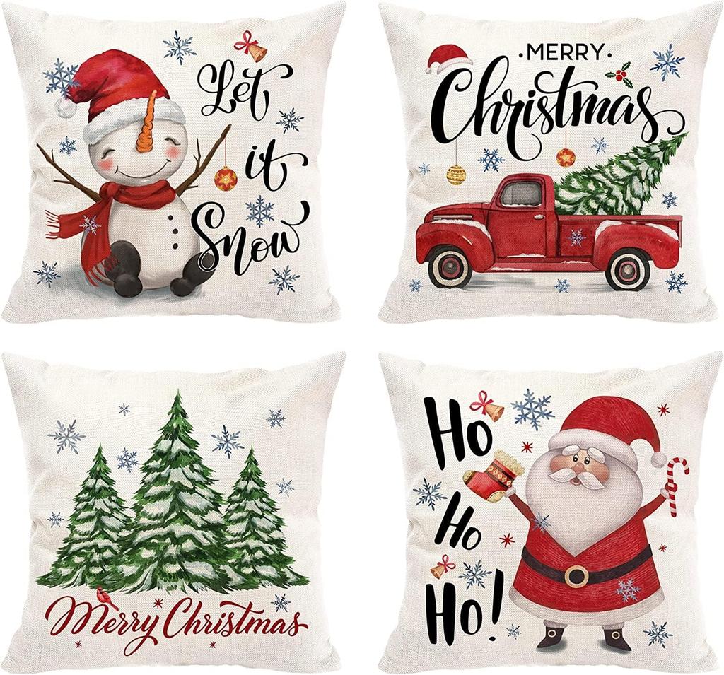 New Christmas Decoration Christmas Pillowcase 18 X 18 Inch Set of 4 Christmas Collection Cushion Pillowcases Custom Zipper Squar