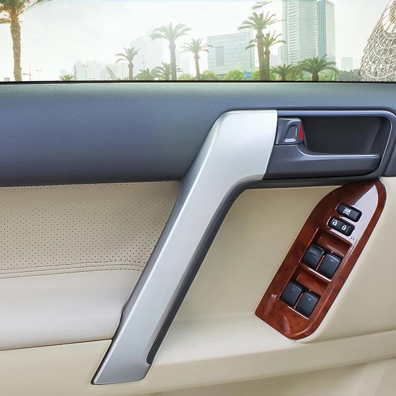 For Toyota Land Cruiser Prado FJ150 2010-2017 Accessories Car Window Glass button lifting switch Sticker Cover Silver/Wood Grain