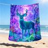 1pc Deer Fantasy Forest Throw Blanket Polyester Fiber, Lightweight Flannel, Soft & Warm, All Season Use for Outdoor, Camping Digital Print