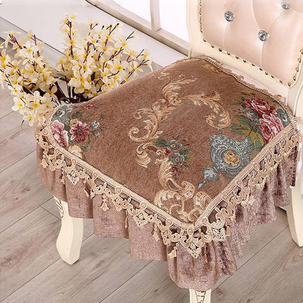 Seat Cushion European Style Dining Chair Luxury Anti-Slip Fabric Cushions Mat Household Buttocks Pad with Bandage