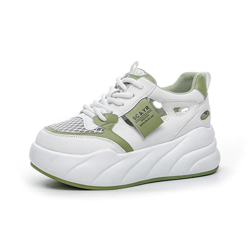 Summer Mesh Casual Fashion Platform Cutout White Shoes Women's Versatile Hollow Breathable Heightened Women's Shoes