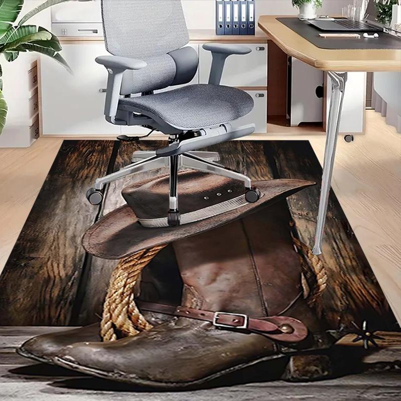 1PC Cowboy hat, leather boots Anti-slip carpet, suitable for Office, bedroomand playrooms. It can also be used as a sofa footrest cover-W27