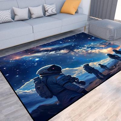 Space Astronaut Galaxy Carpet Mat - Bedroom Game Room Sci Fi Carpet Decoration Starry Space Soft Home Decoration Carpet