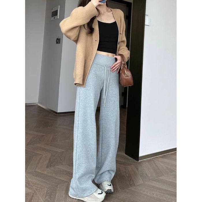 Autumn 2025 Women s High-Waisted Wide-Leg Floor-Length Sweatpants: Loose-Fit, Casual, Draped Style. 2XL