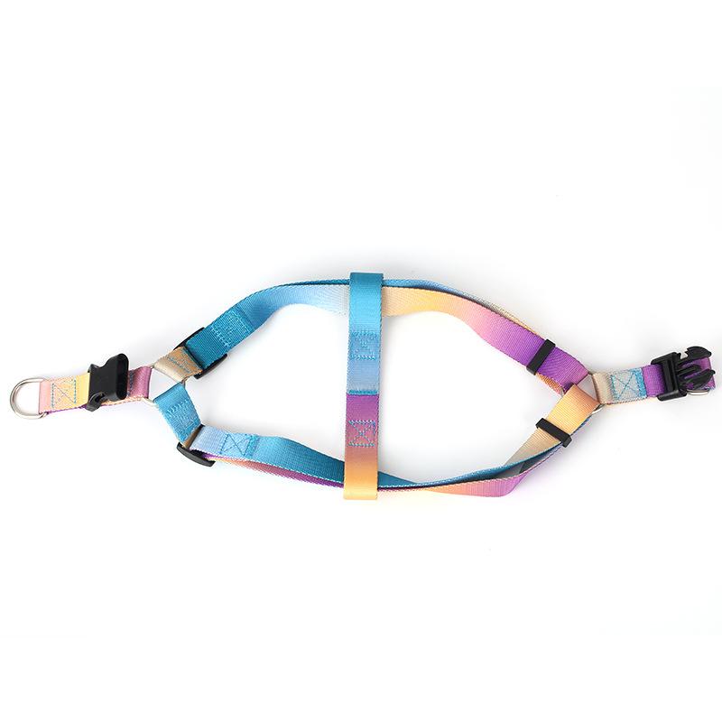 Pet Supplies Colorful Dog Leash Out Walking Dog Rope Anti-break Free Dog Rope Gradual Change Pet Chest Strap