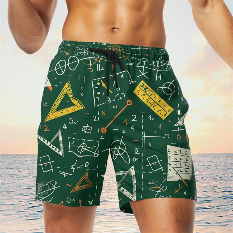 Funny Mathematics Class Graphic Beach Shorts For Men Fashion Summer Vacation 3D Printed Kids Swim Trunks Casual Loose Short Pant
