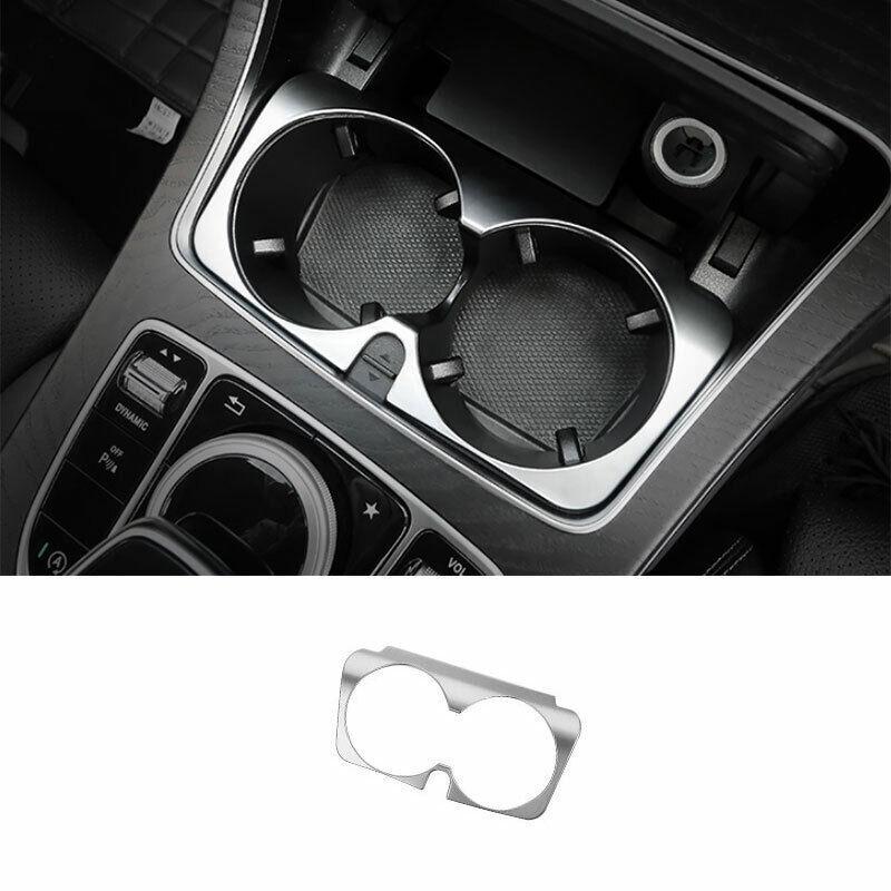 ABS Silver Middle Console Water Cup Frame Trim For Benz C-Class W205 2015-