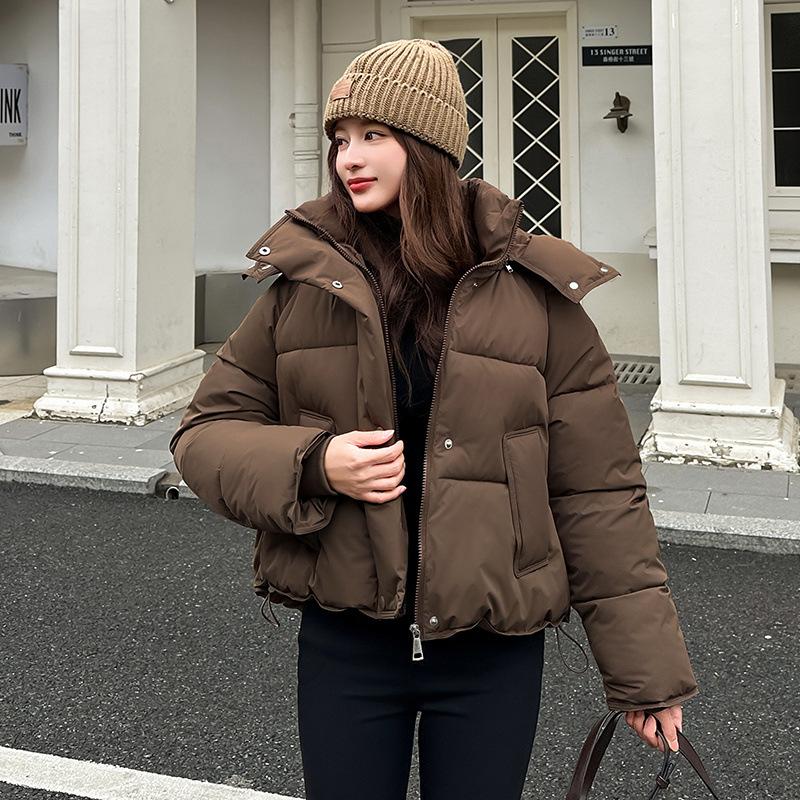 

Новая приталенная хлопковая одежда Универсальная модная одежда с капюшоном Корейская версия Хлопковая одежда Женская хлопковая одежда XXL кофейный