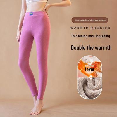 Women's High Waist Fleece-lined Lambswool Leggings - Plus Size Cold-Proof Camel Hair Pants for Autumn/Winter