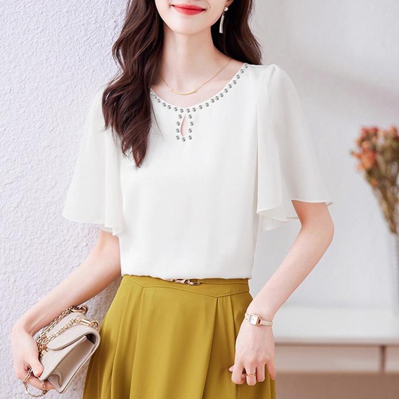 

ZANZEA Women Summer Casual Round Neck Loose Ruffles Short Sleeve Blouse S
